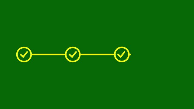  Yellow Line Process Timeline Loop - Four Checkmarks Icon Animation for Business Automation, Auditing, and Strategy Execution 4k stock  video.