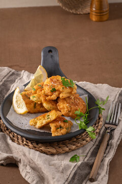 Crispy Golden Cod Fish Fritters with Lemon and Parsley