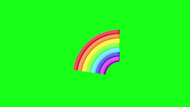 3D animation of a beautiful and colorful rainbow on a chroma key green screen background