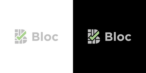 Modern Letter "B" block Check Mark Logo Vector, Geometric Monogram, Verification, Quality Assurance and Corporate Brand Identity Design © charsud