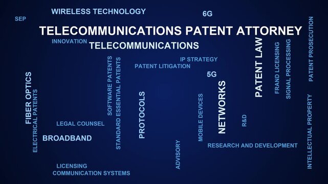 Telecommunications Patent Attorney Word Cloud