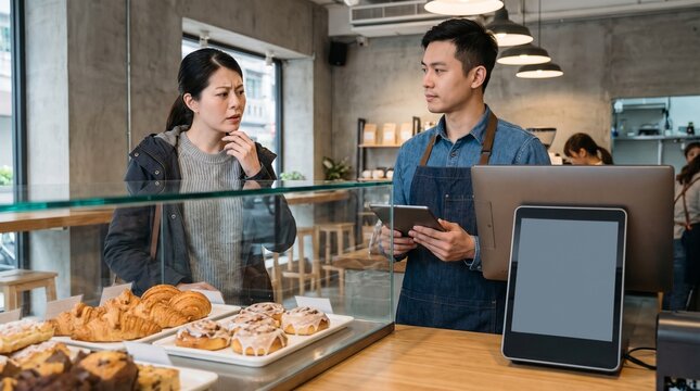 Cafe Counter Pause During Cashless Tipping Decision In United States
