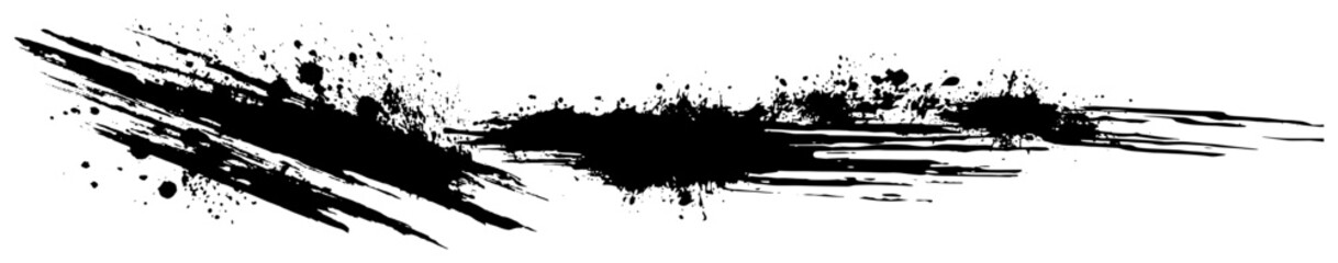 Obraz premium Dynamic Diagonal Brush Strokes with Ink Splatters, Fast Speed Lines Abstract Banner, Grunge Sport Action Graphic Element Vector