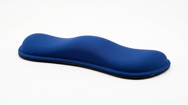 Ergonomic blue shoe insole with wave design on white background  