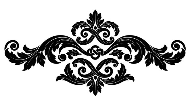 Vector illustration of decorative floral ornament with acanthus leaves on a transparent background
