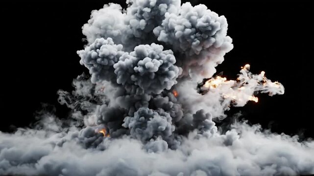 Realistic smoke cloud with fire and ash for VSRExport compositing in creative projects