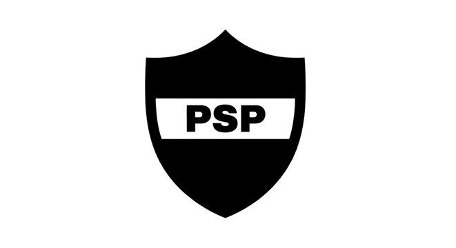 Vector illustration of psp shield logo icon on a transparent background