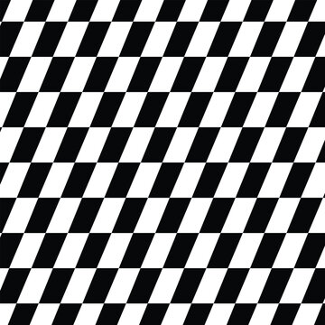 Black and white checkered pattern background with diagonal squares  racing flag design element  geometric texture