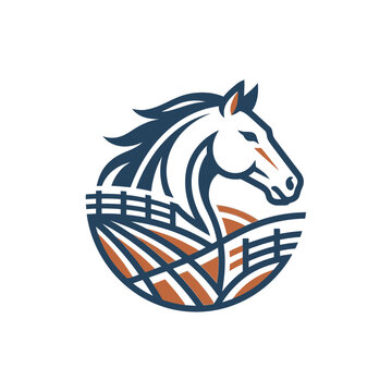 Horse Head Illustration with Fence Design.