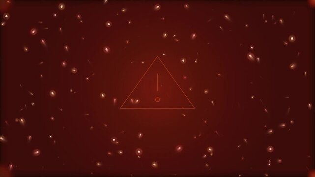 Critical System Alert: Glowing Warning Triangle on Fiery Red Background