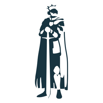 King sword crown mantle detailed silhouette