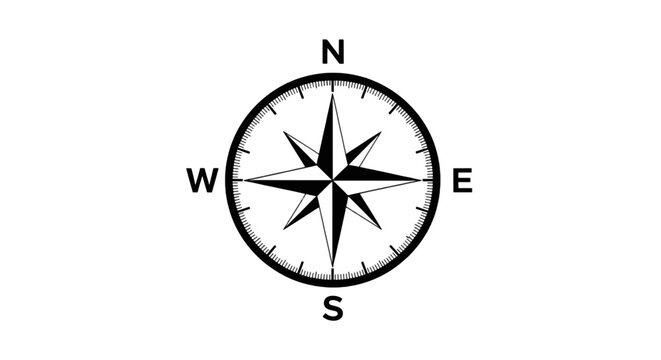 Vector illustration of compass rose icon on a transparent background