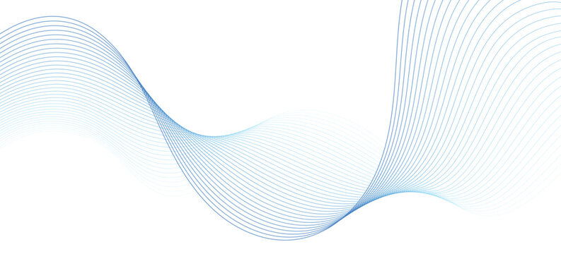 Abstract Blue Guilloche Wave Background, Dynamic Digital Thin Curved Lines Texture, Modern Tech Line Art Flowing Ribbon Backdrop Vector Graphic Design