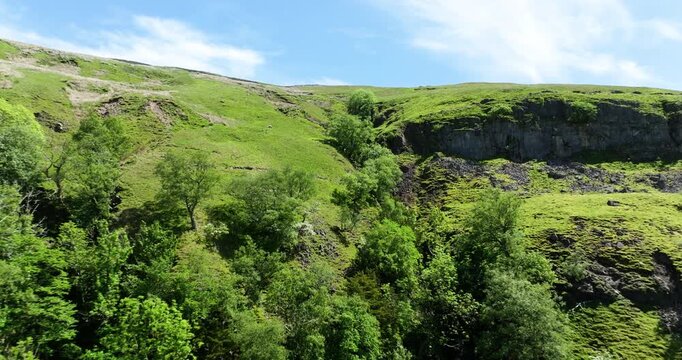 Aerial shot of hillside in Swaledale