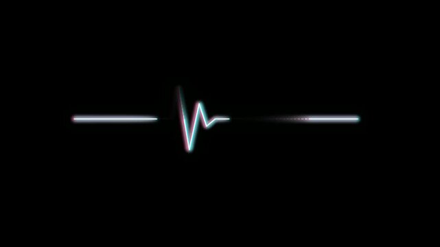 Glitching Multicolor Heartbeat EKG Pulse on Black - Digital Anomaly