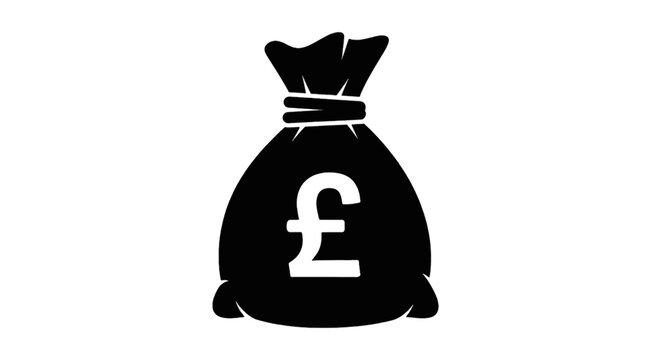 Vector illustration of money bag icon with british pound sterling symbol on a transparent background