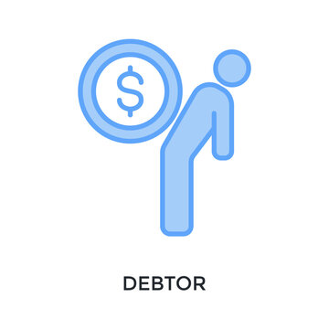 Debtor Icon Lineal Blue Style. Vector Illustration For Graphic Design