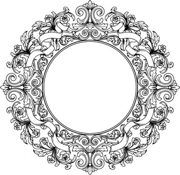 Royal scroll vector ornate floral frame with vintage baroque design