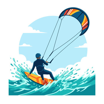 Person Kiteboarding Over Ocean Waves 3.