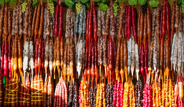 Full frame close-up of Assorted Turkish Dried Fruit Pulp (Pestil)