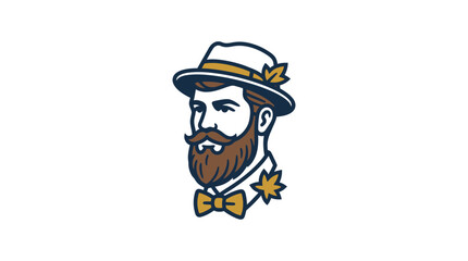 Obraz premium Gentleman with Hat and Bowtie, Vintage Style Illustration