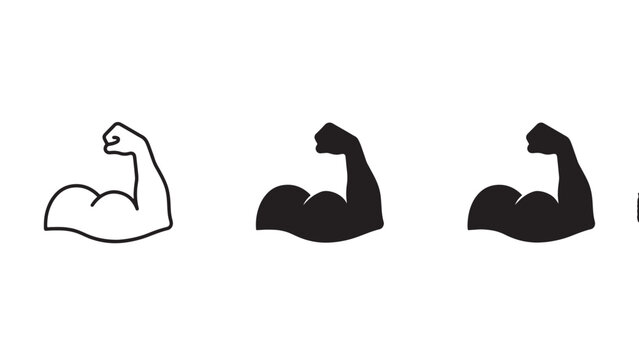 Flexed arm muscle strength icons