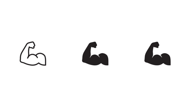 Flexed arm muscle strength icons