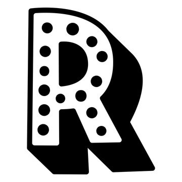3d dotted letter r stroke