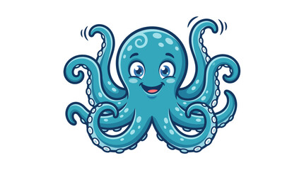 Obraz premium Cute Cartoon Octopus Character with Smiling Expression.