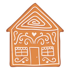 Fototapeta premium Cookie gingerbread house flat