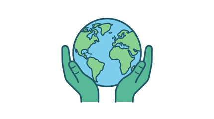 Fototapeta premium Hands Holding Planet Earth Globe Icon