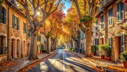 Naklejka premium Street in provence during the fall