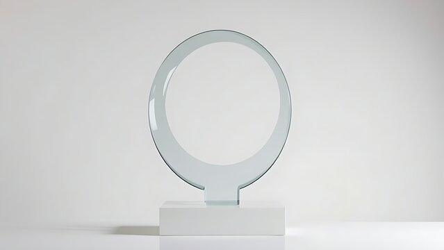 Minimalist curved glass sculpture mimicking a liquid curve.