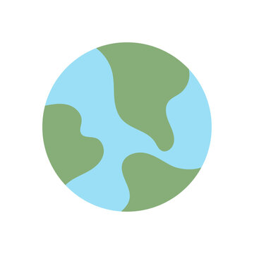 Minimal flat earth as charity symbol and planet care background. World help concept and donation idea for community solidarity, philanthropy project global support theme in soft blue green tone