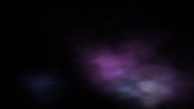 Dark atmospheric clouds illuminated with violet and indigo light against a black background