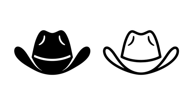 Cowboy hat minimalist graphic icon set with accessory headwear clothing westerner