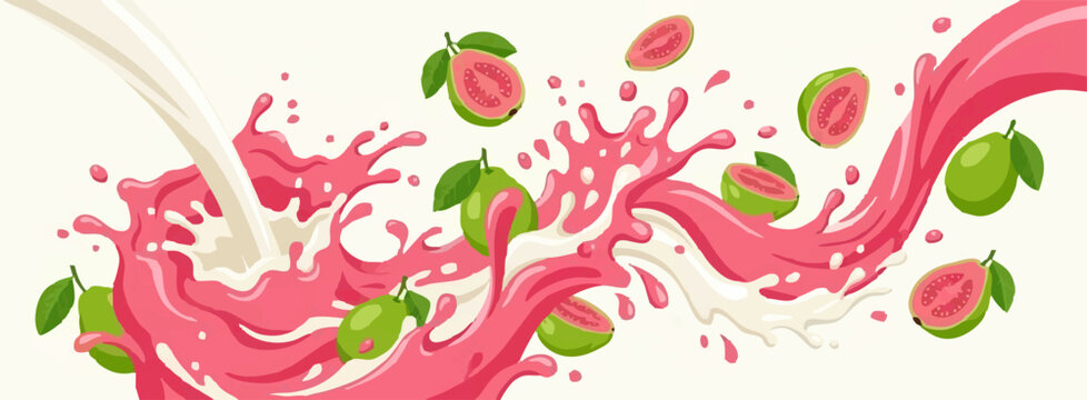 Milk and Guava Blend. Drink Label Design 