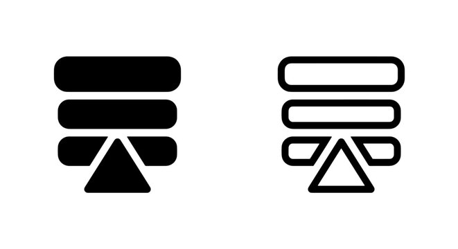 Abstract bar chart and pyramid geometric line art icons with triangle, statistics