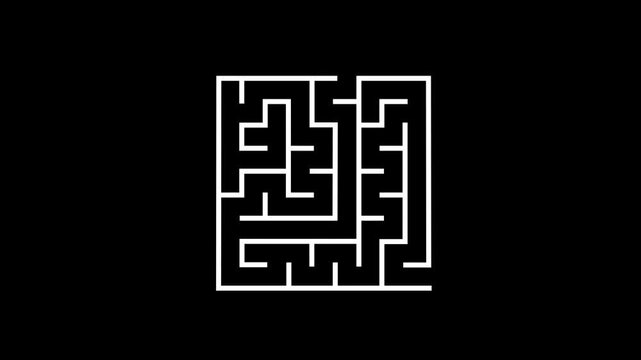 labyrinth lines, dark background, animated pictograms, 4K video