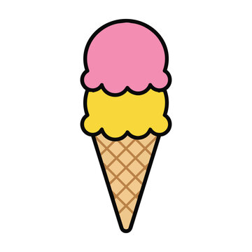 Cartoon vector illustration of a double scoop ice cream cone