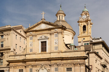 Fototapeta premium Exterior detail view of the Church of Jesus and Saints Ambrose and Andrew, Genoa