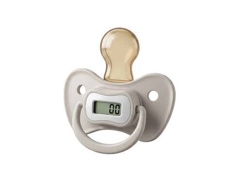 Smart baby pacifier with digital timer isolated on white background