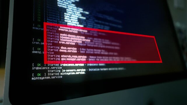 Stylized cybersecurity concept showing computer hacker code with a prominent data breach warning overlay, representing hacking, cyberattacks, stolen information, and security risks. 15229  