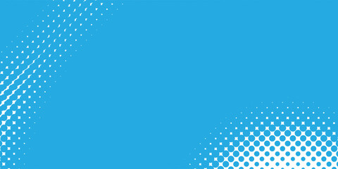 Fototapeta premium Cyan Blue Halftone Background with White Curved Dot Corners and Spacious Center creative graphic design eps10