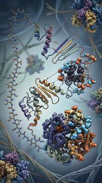 3d protein structure with alpha helix and beta sheet folding