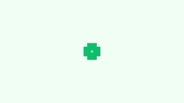Minimalist green plus sign animation expanding and contracting loop 4k motion
