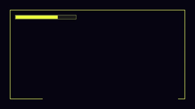 Minimalist loading bar animation with yellow progress indicator on dark 4k background, for ui and, digital interface projects