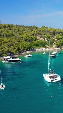 Boats Anchored in Vinogradisce Bay Pakleni Islands