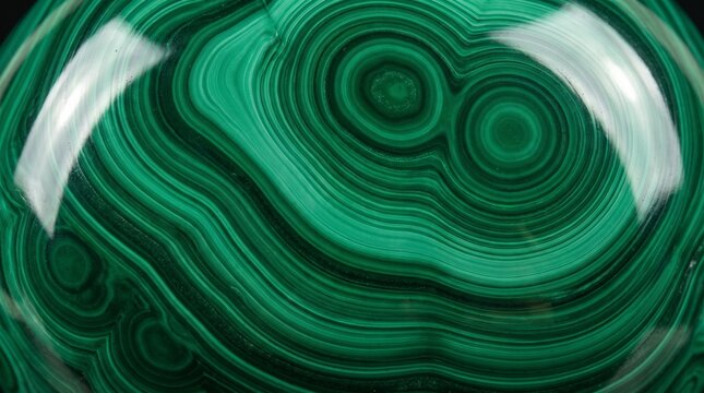 Malachite stone texture with vivid green swirling bands
