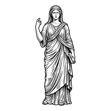 Greek goddess figure in draped robes.